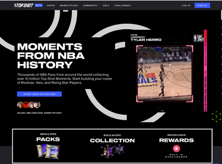 Ausschnitt aus der NBA Top Shot Webseite