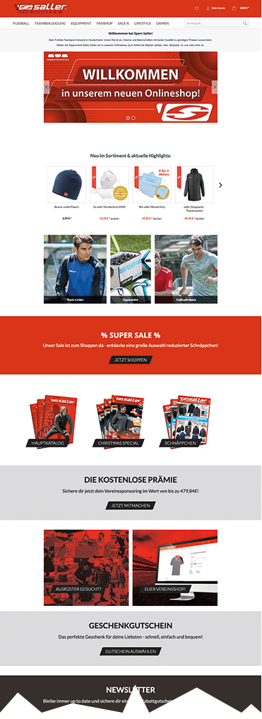 Layout der Startseite